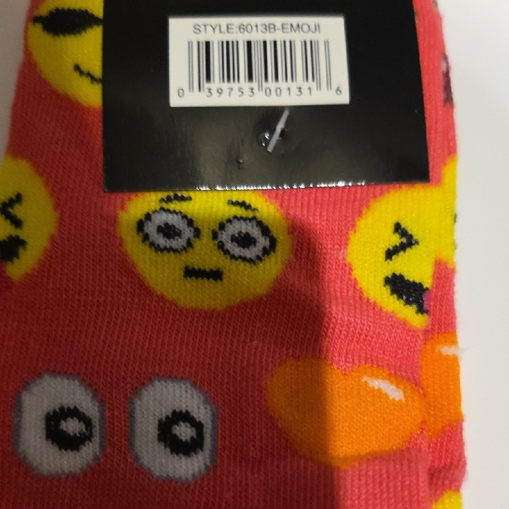 Emoji Patterned Socks - Red - Picture 2 of 3